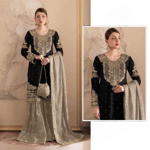 Heavy Georgette Pakistani Salwar Suit for <b>Wedding</b> Parties Embroidered Floral Chiffon Washable Beautiful Sequence Work - Product Image 5