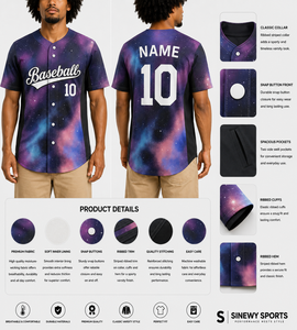 Maillot de baseball sublimé pour homme SINEWY SPORTS, manches courtes, évacuation de l'humidité, respirant, écologique, séchage rapide, nom personnalisé - Product Image 1