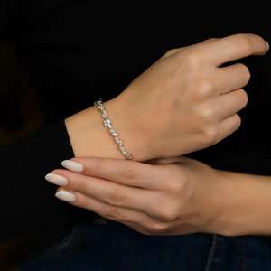 Women's Multi-Stone Moissanite Diamond Tennis <b>Bracelet</b> Marquise Cut Trending Daily Wear for Parties and <b>Girls</b> - Product Image 4