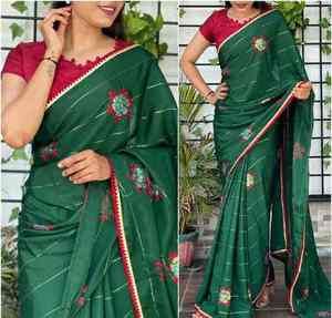 Nouvelle élégante tendance d'habillage dernier concepteur élégant Look Dola soie Saree avec chemisier avec broderie travail femmes mode exportateur - Product Image 2