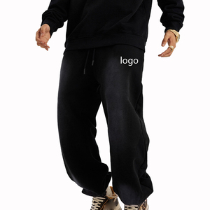 Custom Logo Washed French Terry Men Sweat Pants Casual Vintage Jogger Cotton Acid Wash Men's <b>Trousers</b> - Product Image 5