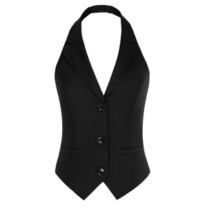 <span class=keywords><strong>Belle</strong></span> Poque vente en gros femmes Vintage contraste couleur gilet revers cranté dos nu femmes gilets et gilets - Product Image 2