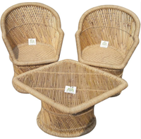 Ensemble de tables et chaises de salle à manger en bambou de style antique, mobilier de parc extérieur écologique