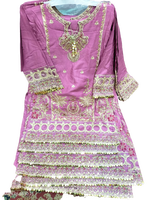 Robe en coton fantaisie prête à l'emploi de haute qualité pour les filles respirant pakistanais silhouette droite vêtements pour enfants