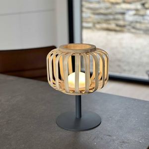 Metal Cage LED Bedside Table <b>Lamp</b> <b>Wooden</b> <b>Base</b> Desk <b>Lamp</b> High Decorative Bedside <b>Lamp</b> with Edison Bulb for Bedroom Living room - Product Image 2