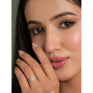 Anillos de Plata de Ley 925 de Primera Calidad para Mujer, con Patrón Geométrico de Diamantes, Platino Invisible, Certificado IGI, para Promesas - Product Image 3