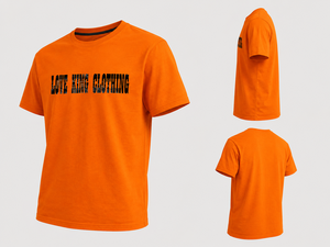 เสื้อยืดคอกลมแขนสั้นผู้ชายผ้าเจอร์ซีย์คอตตอน 100% สีส้มคุณภาพสูง พิมพ์ลายได้ตามต้องการ สวมใส่สบาย ระบายอากาศได้ดี ไม่ยับ - Product Image 1