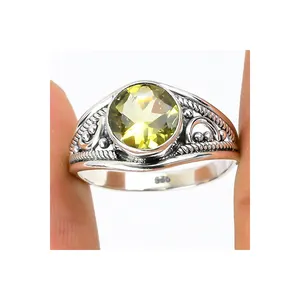Alta Qualidade Citrino 925 Sterling Silver Ring Handmade Gemstone Jewelry Ring Atacado Preço De Fábrica Para As Mulheres