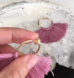 Invisible Clip on <b>Earrings</b> Tassel Hoop <b>Earrings</b> Clip on <b>Earrings</b> <b>Red</b> Tassel <b>Earrings</b> None Pieced <b>Earrings</b> - Product Image 3