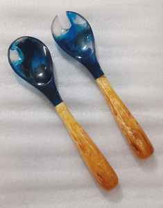 Ensemble de cuillère et de fourchette à salade en résine de qualité supérieure - Vaisselle de fête moderne et luxueuse, écologique et lavable au lave-vaisselle - Product Image 3