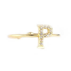 Anillo de Dedo con Letras del Alfabeto para Mujer - Dorado - Dorado - Product Image 1