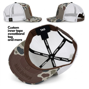 หมวกแก๊ปทรง 7 แผงลายพรางแบบกำหนดเอง พร้อมป้ายโลโก้ PVC แบบสั่งทำพิเศษ หมวกตาข่ายระบายอากาศสำหรับล่าสัตว์ ปรับขนาดได้ - Product Image 5
