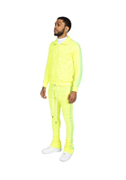Ensembles deux pièces pour hommes de qualité supérieure High Street : Survêtements streetwear à capuche en jean superposé et coupe-vent