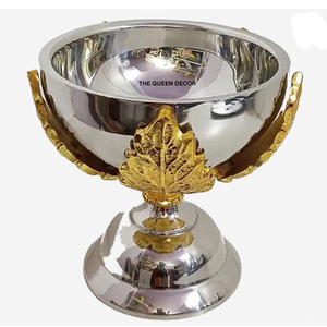Assiettes et bols en acier inoxydable, centre de table en argent feuille, bols à fruits martelés pour mariages, hôtels, Noël - Product Image 3