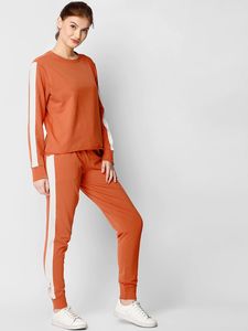 Traje de moda para mujer, chándal, Color cruzado, algodón, poliéster, suelto, informal, para correr, conjunto deportivo para mujer, chándal a rayas - Product Image 2