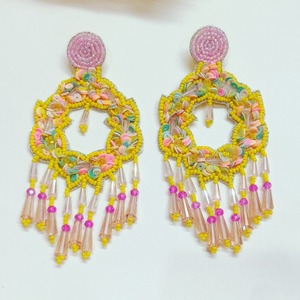 Pendientes de Bisutería con Cuentas Bordadas, Hechos a Mano en India, Multicolores, para Mujer, Niña, JAVED HANDICRAFTS, Día de San Valentín - Product Image 1