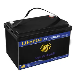 High capacity 12V 150Ah LiFePO4 Battery, Built-in 100A BMS, Max 1280Wh Energy & 1280W Power Output