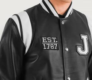 Veste Letterman haut de gamme avec manches en cuir originales et veste de baseball College Body en laine pour homme - Product Image 4