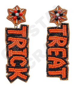 <b>Vintage</b> Beaded Patriotic Orange White Blue Dangle <b>Earrings</b> for Women for Weddings or Memorial Days - Product Image 1
