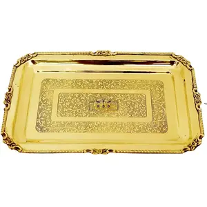 Hot bán Arabic thiết bị nhà hàng sang trọng thực phẩm phục vụ Khay thép không gỉ Rose Gold Buffet máy chủ đồng thau