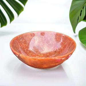 Bol sculpté en cristal d'aventurine rouge naturelle, mascotte artisanale, pierre précieuse énergétique, guérison des chakras, décoration d'autel, méditation, Feng Shui - Product Image 1