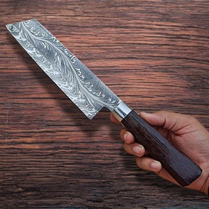 Couteau de chef de cuisine en acier damas chinois multifonctionnel de qualité professionnelle lame gravée tranchante. - Product Image 3