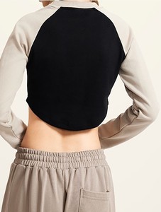 2024 nueva Camiseta de algodón de manga corta americana personalizada para mujer, Top corto informal dulce y picante BM Wind, camiseta de manga larga Rotator - Product Image 4