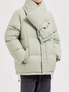 Chaqueta Acolchada Unisex de Invierno Impermeable y Cortavientos con Cierre de Cremallera, Ajuste Holgado, Estilo Formal, Color Sólido, Tejido Recubierto con Descarga Frontal - Product Image 6