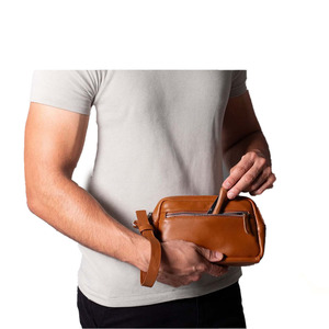 Trousse de toilette de luxe vintage en cuir premium pour homme, grande capacité, double fermeture éclair, durable et pliable - Product Image 5