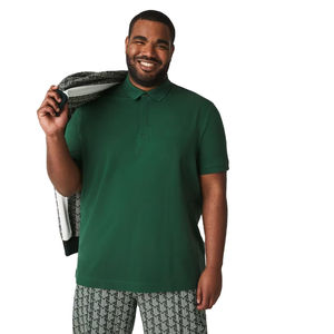 Piqué de algodón elástico Beige claro 100% para camisa Polo logotipo bordado personalizado ajuste Regular tapeta de botón oculta antiarrugas - Product Image 1