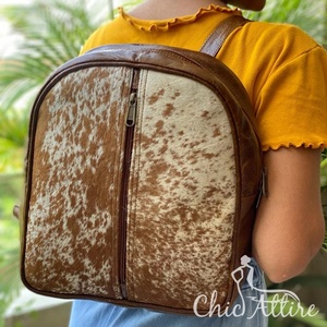 Nouveaux vrais cheveux faits à la main sur cacher fourrure sacs à dos en cuir rétro véritable cuir de vachette naturel Vintage unisexe décontracté travail sacs à dos - Product Image 1