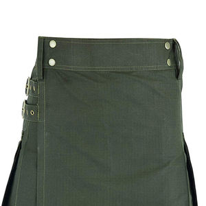 Kilts de lana escoceses de moda para hombre recién llegados Kilt de algodón verde oliva con bolsillos utilitarios tácticos todos los tamaños colores disponibles - Product Image 1