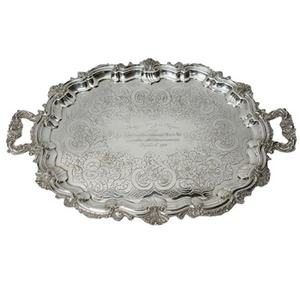 Modern Silver Metal Serving <b>Tray</b> Perfect for Elegant Table Settings and Serving <b>Snacks</b> or Drinks - Product Image 1
