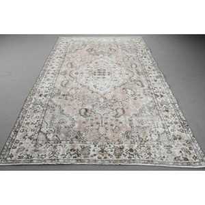 พรมวินเทจสไตล์ตุรกี ขนาด 5.9x9.1 ฟุต พรมสีเทาขนาดใหญ่สไตล์เปอร์เซีย - Product Image 1