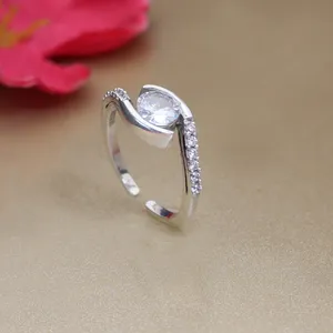 Women's <b>Adjustable</b> 925 <b>Silver</b> Cubic Zirconia <b>Ring</b> Rose Gold & 18K Plated Fashionable Inlay Cut Diamond Shape Number Shape - Product Image 4