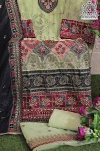 Pakistani Fashion <b>Faux</b> <b>Fur</b> Fabric Modern Party UNIQUE Pattern Stitch Meticulously Crafted Salwar Kameez Same Dupatta Sale - Product Image 6