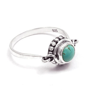 Nueva llegada, venta al por mayor, joyería personalizada, Plata de Ley 925, turquesa Natural piedra preciosa, anillo de forma redonda, precio directo de fábrica - Product Image 1
