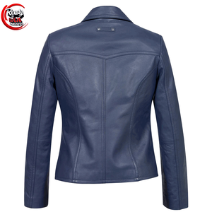 Haute qualité femmes hiver Slim Fit Blazer nouvelle mode tricoté veste en cuir véritable avec bouton décoration motif solide - Product Image 2