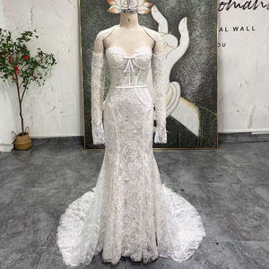 Vestido de Novia de Encaje Jancember LSSG144, Vestido de Novia con Escote Corazón, Estilo Sirena, con Lazo, Sexy, con Mangas Desmontables, para Bodas y Fiestas - Product Image 1