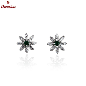 Minimalist <b>fine</b> jewelry 925 sterling silver green onyx CZ gemstone flower <b>stud</b> <b>earring</b> for women weddings engagement - Product Image 2