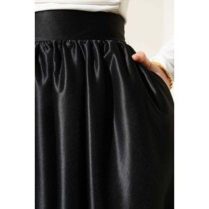 Shiny <b>Flared</b> Taffeta <b>Skirt</b> Black - Product Image 3
