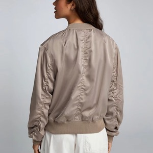 Haute qualité personnalisé fini broderie femmes Bomber veste mémoire tissu respirant confortable doux brillant hiver Nylon - Product Image 4