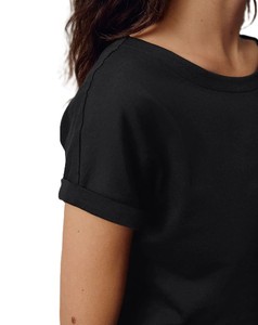 Premium femmes toutes saisons décontracté élégant col rond écologique été à manches courtes couleur noir utilisation extérieure vêtements de mode - Product Image 3