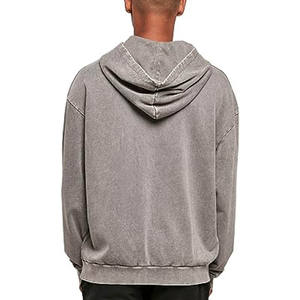 Acid Wash Hoodies vente en gros usine blanc épais tissu lourd 450gsm 100% coton Logo personnalisé à capuche pour hommes - Product Image 2