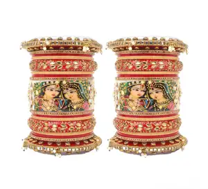 Bridal Designer Texture Pearl Indian Bangles Bracelet Set with Jhumki Borders, Indian wedding bangle set, Wedding Jewelry