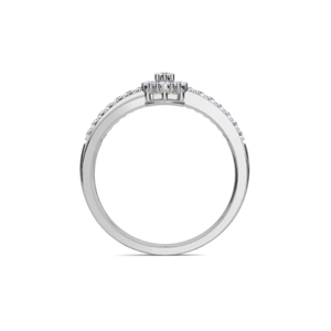 Bague double bande en diamant de laboratoire avec coupe marquise et motif fleur en or blanc pour bijoux intemporels uniques pour femmes - Product Image 2