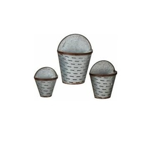 Galvanized Wall Hanging Planter Pot Farmhouse Style Perfect For Home And Living Room Indoor And Outdoor Flower Pots Garden Decor - Product Image 4