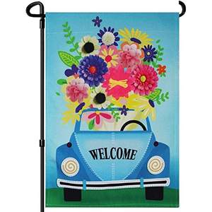 USA TOP FLAGSINC Lot de 2 drapeaux de jardin double face pour camion de fleurs, 12,5x18 pouces, bleu, drapeau extérieur pour voiture - Product Image 5