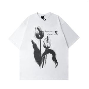 T-shirt de haute qualité en coton 350gsm épais surdimensionné blanc épais imprimé épaule goutte - Product Image 1