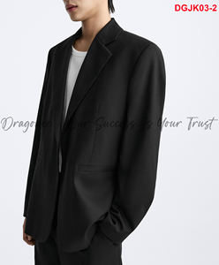 <b>Blazer</b> Black Wool Blend Jacket With <b>Buttons</b> at the Wrists Convenient and Airy Side Pocket Dragonex Minimalist Natural Color 2025 - Product Image 2